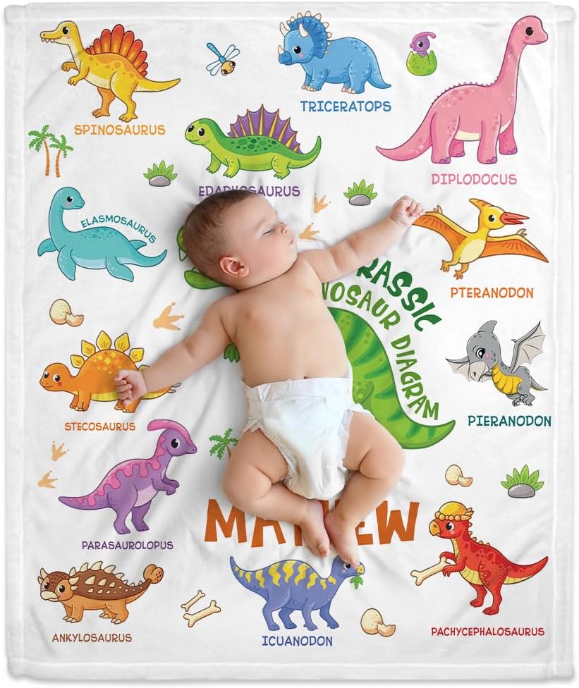 Dinosaur Baby Blanket - Personalized Blanket