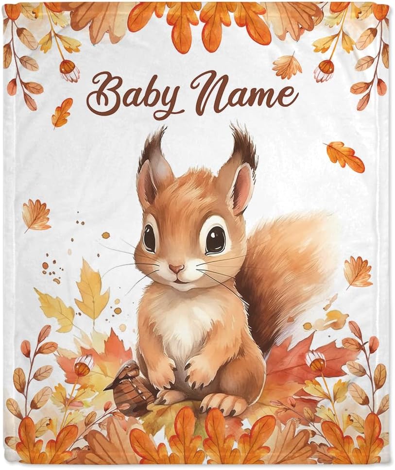 Squirrel Baby Blanket - Personalized Blanket