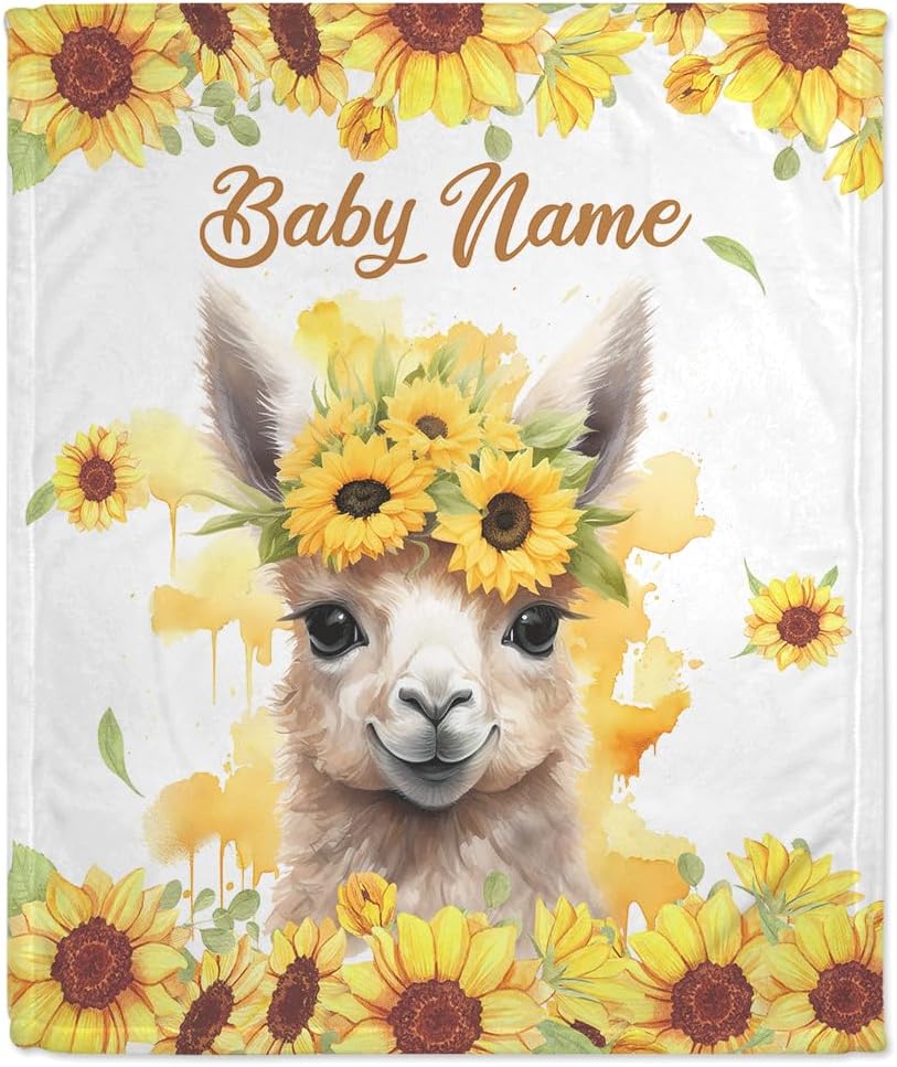 Llama Pattern Baby Blanket - Personalized Blanket