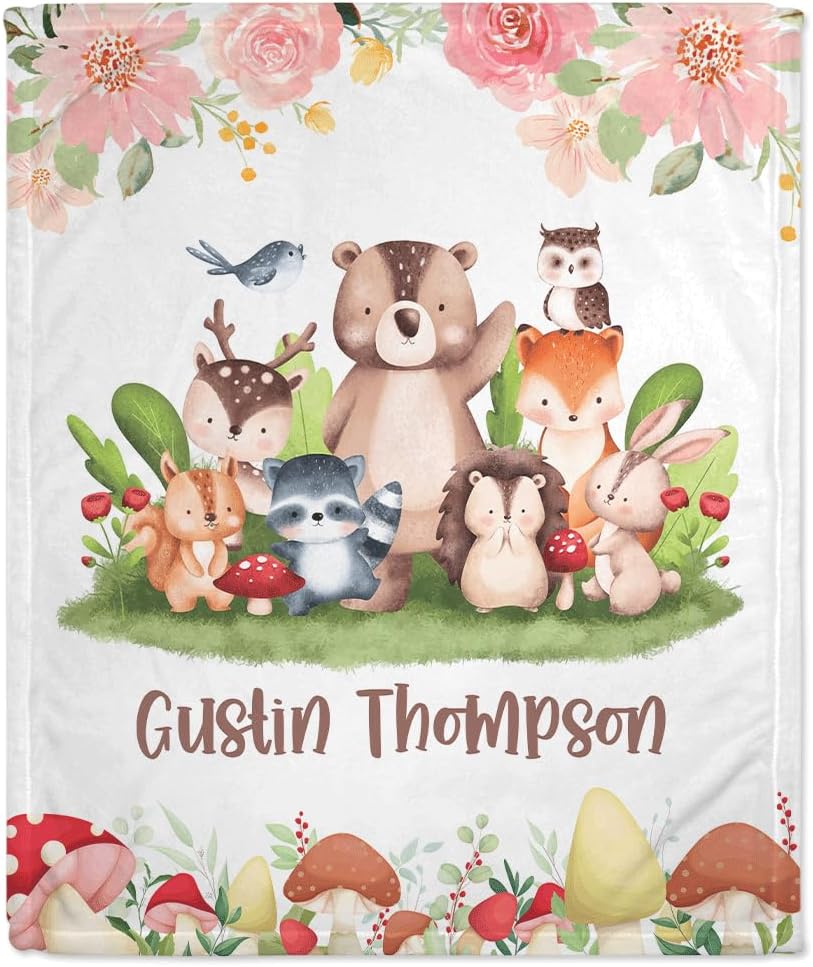 Woodland Animal Baby Blanket - Personalized Blanket