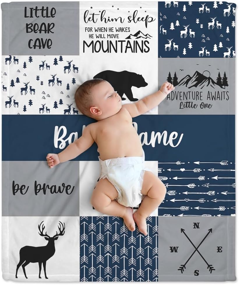 Woodland Animal Baby Blanket - Personalized Blanket