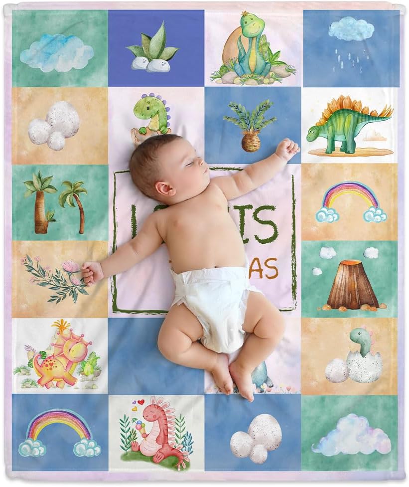 Dinosaur Baby Blanket - Personalized Blanket