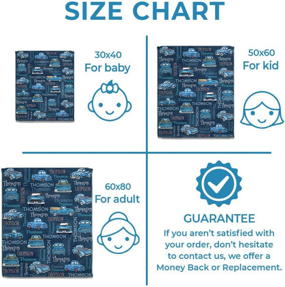 Car Pattern Baby Blanket - Personalized Blanket
