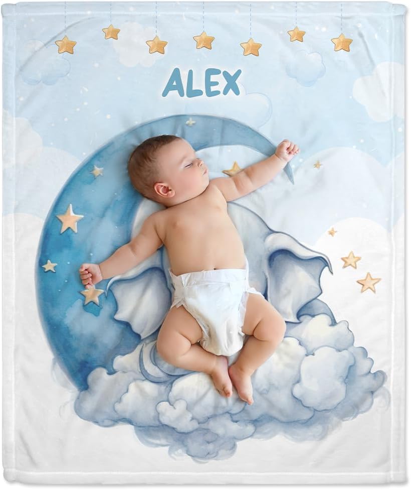 Elephant Pattern Baby Blanket - Personalized Blanket