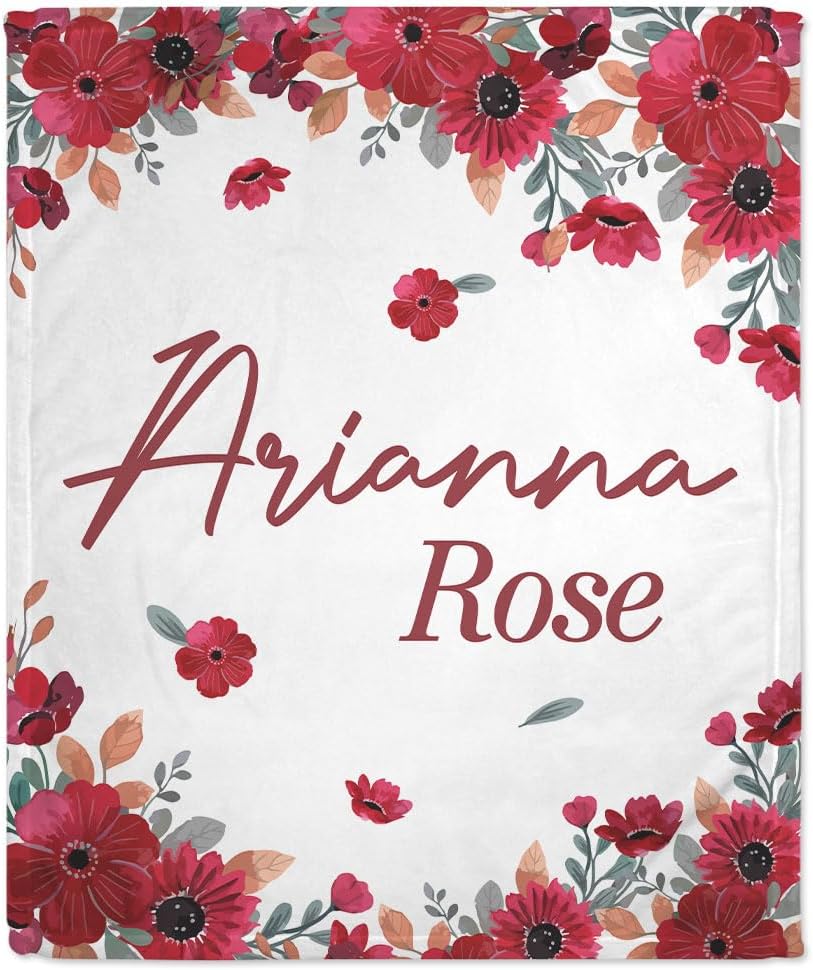 Red Rose Baby Blanket - Personalized Blanket