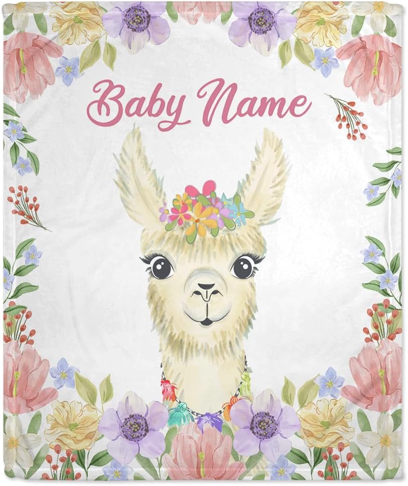Llama Pattern Baby Blanket - Personalized Blanket