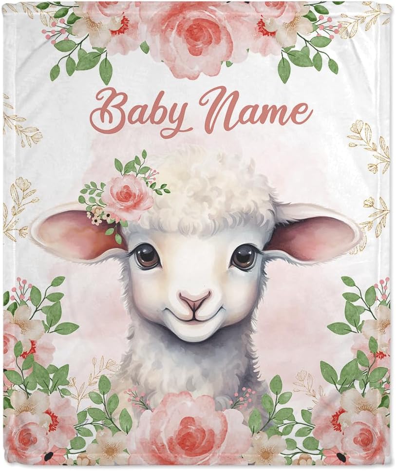 White Sheep Baby Blanket - Personalized Blanket