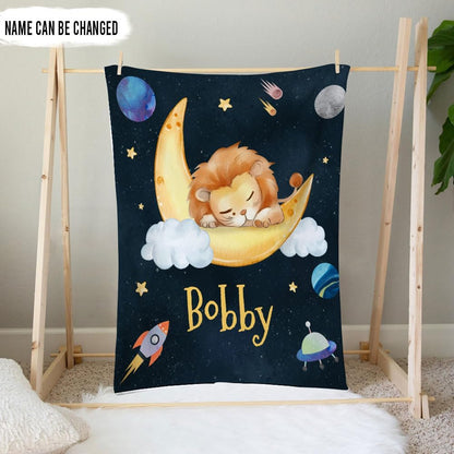 Night Lion Baby Blanket - Personalized Blanket