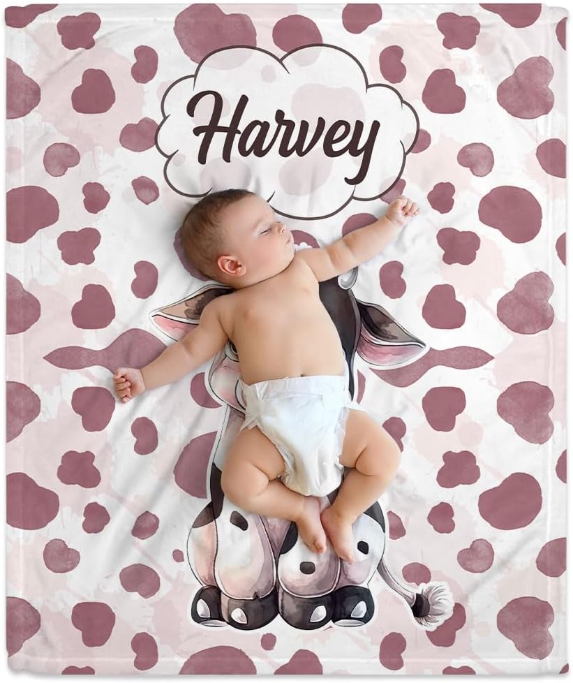 Cow Baby Blanket - Personalized Blanket