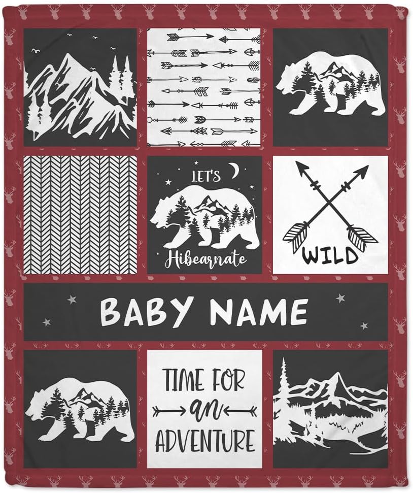 Red Animal Woodland Baby Blanket - Personalized Blanket