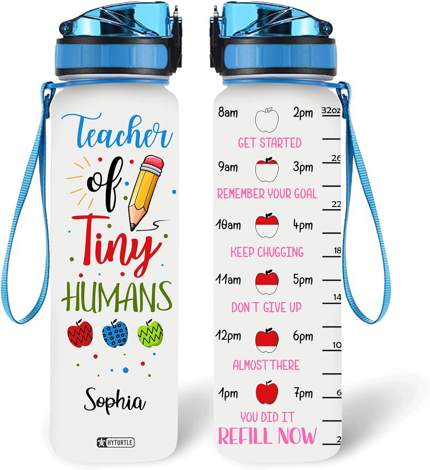 Teacher Of Tiny Humans - Personalized Water Tracker Bottle 32oz