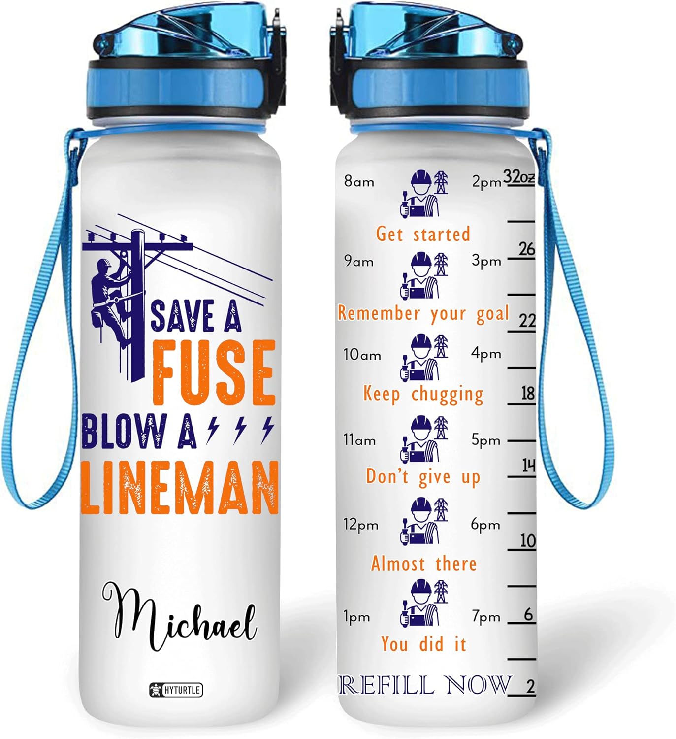 Blow A Lineman - Personalized Water Tracker Bottle 32oz