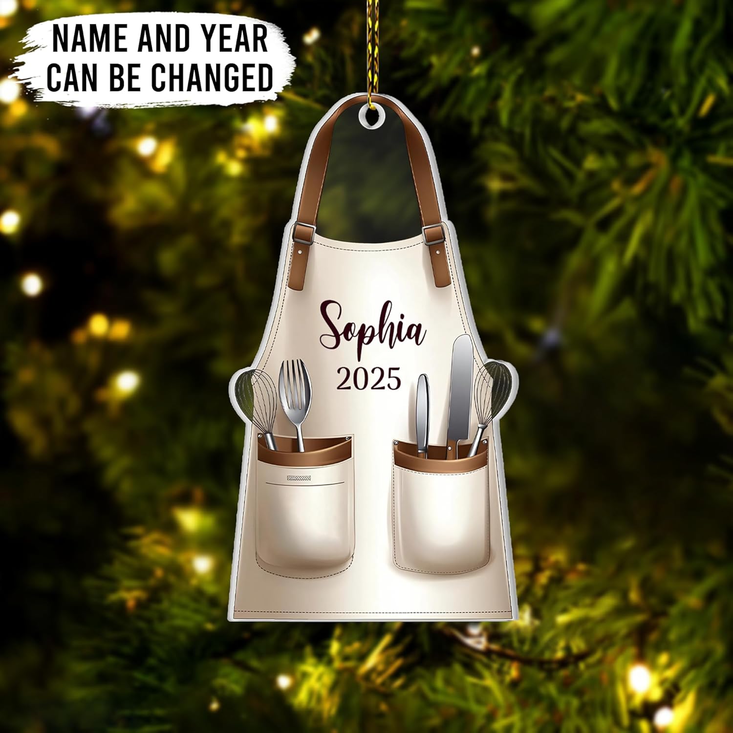 Baking Apron Personalized Acrylic Ornament – Custom Name Chef Keepsake – Unique Christmas Gift for Bakers, Moms, and Cooking Lovers