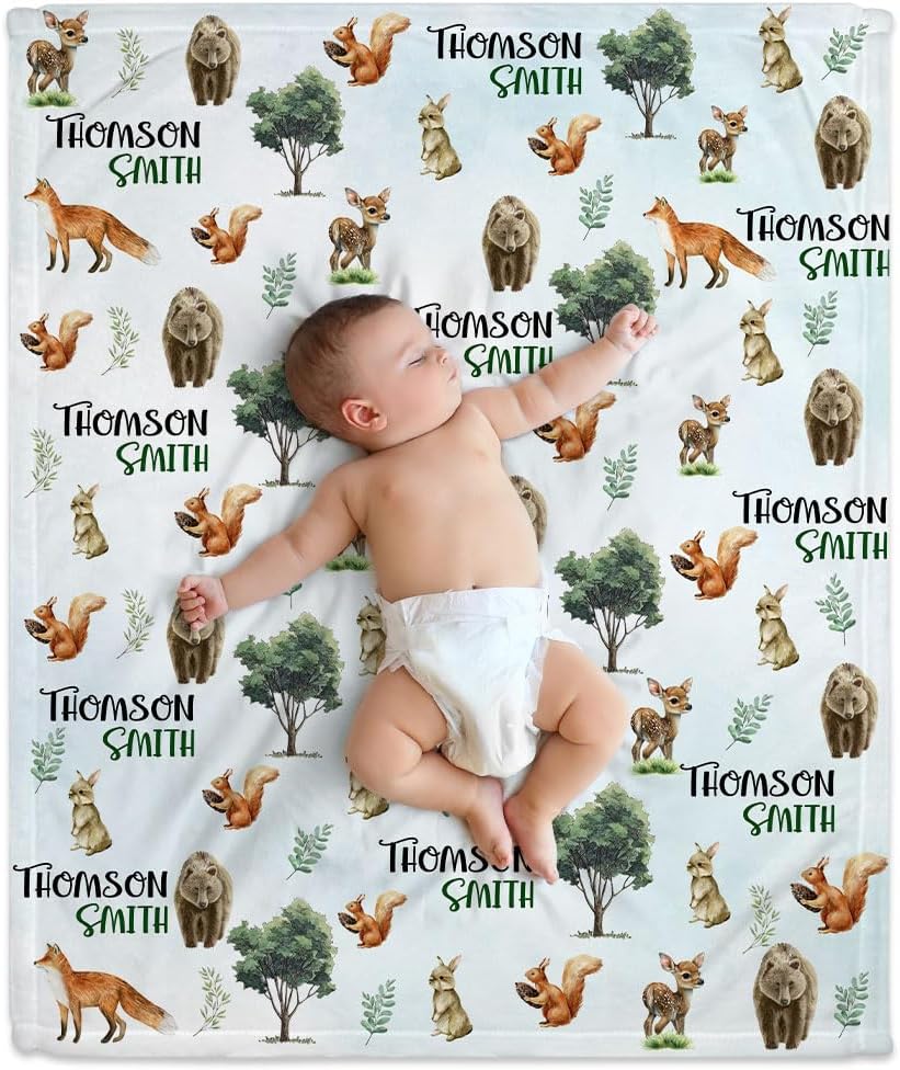 Animal Woodland Baby Blanket - Personalized Blanket