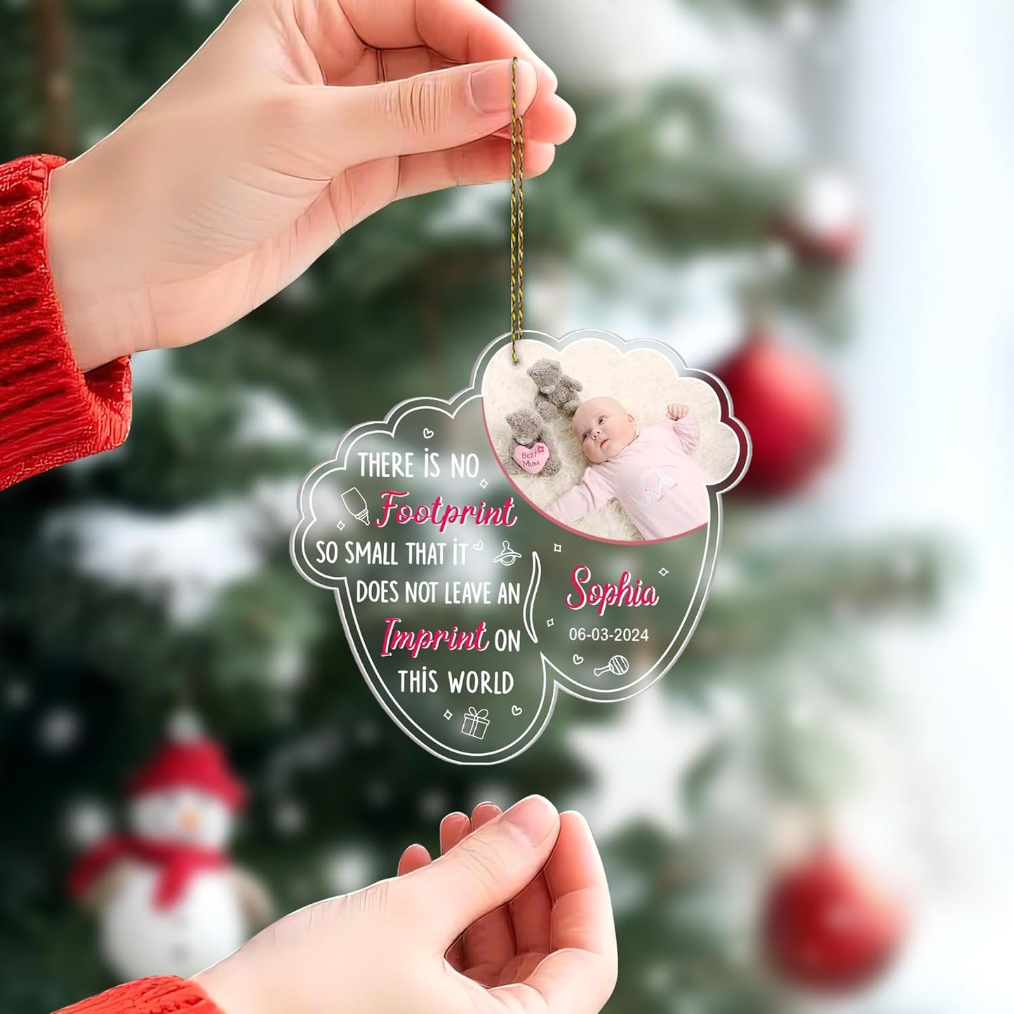 Angel Baby Memorial Cut Acrylic Ornament – Personalized Sympathy Gift for Infant Loss or Grieving Parents – Remembrance Tree Keepsake