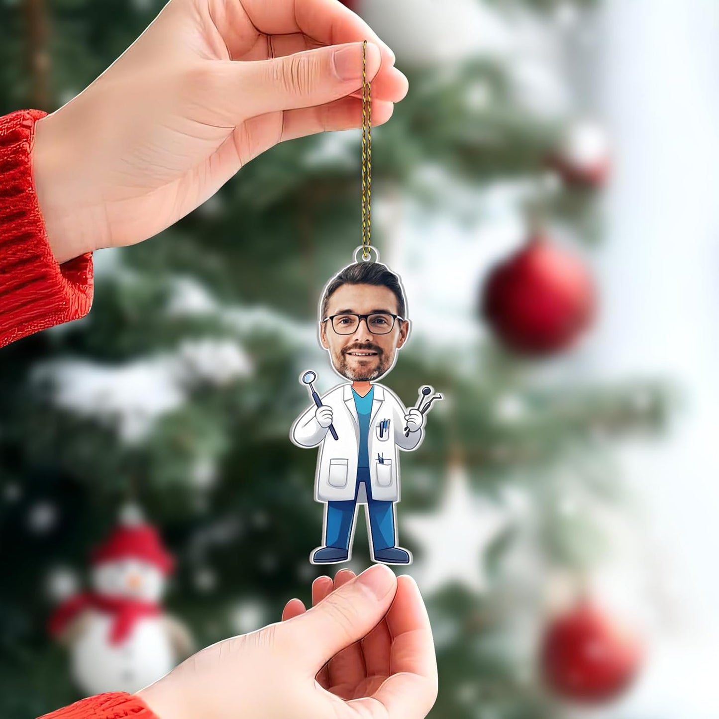Funny Dentist Tooth Cut Acrylic Ornament – Personalized Christmas Gift for Dental Hygienist, Doctor, or Assistant – Unique Tree Keepsake