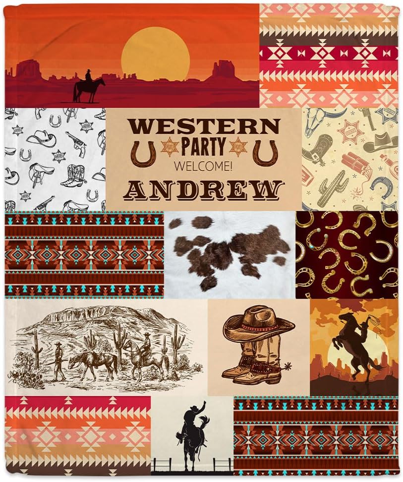 Wild West Cowboy Baby Blanket - Personalized Blanket