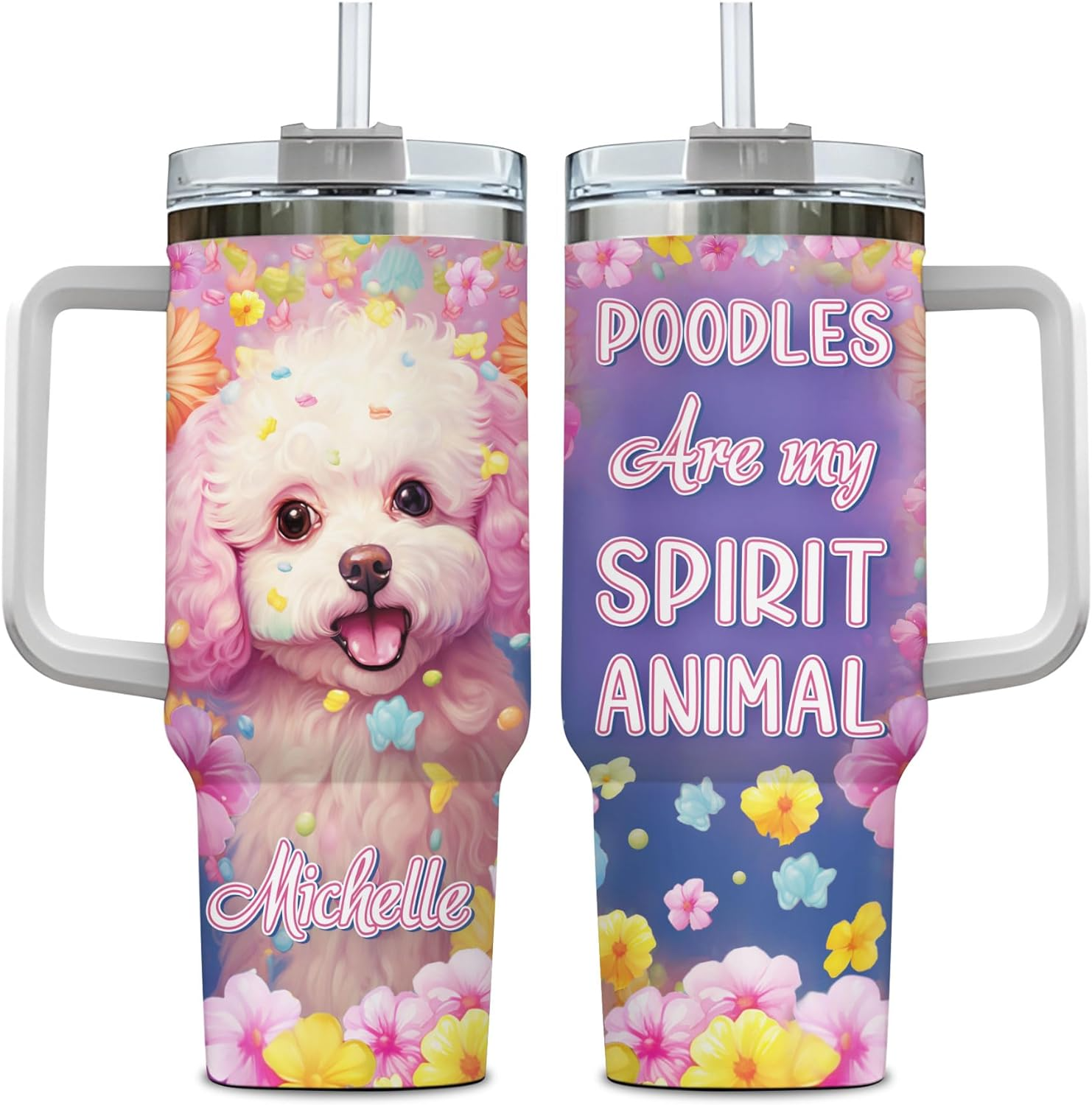 Poodle Are My Spirit Animal - Personalized Tumbler 40oz with Straw