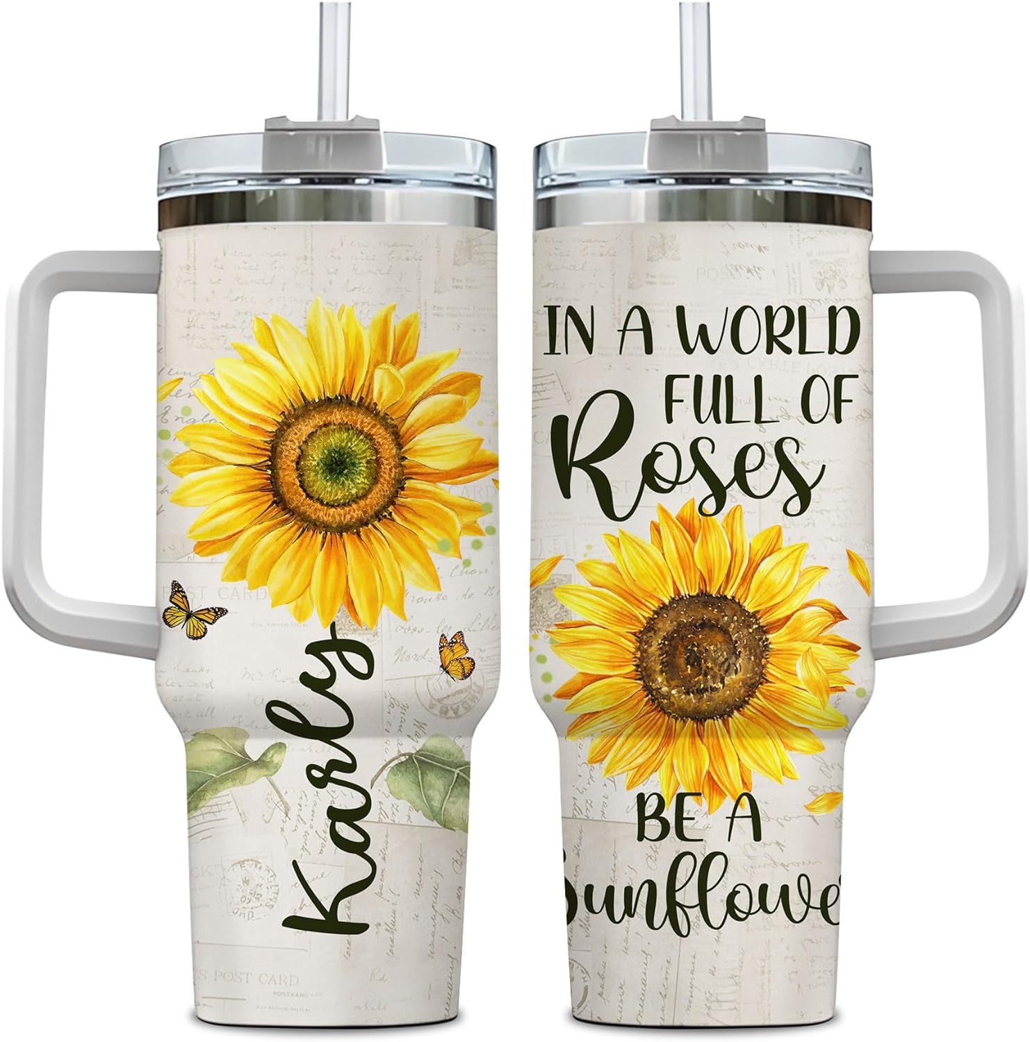 In A Word Full Of Roses - Personalized Tumbler 40oz with Straw