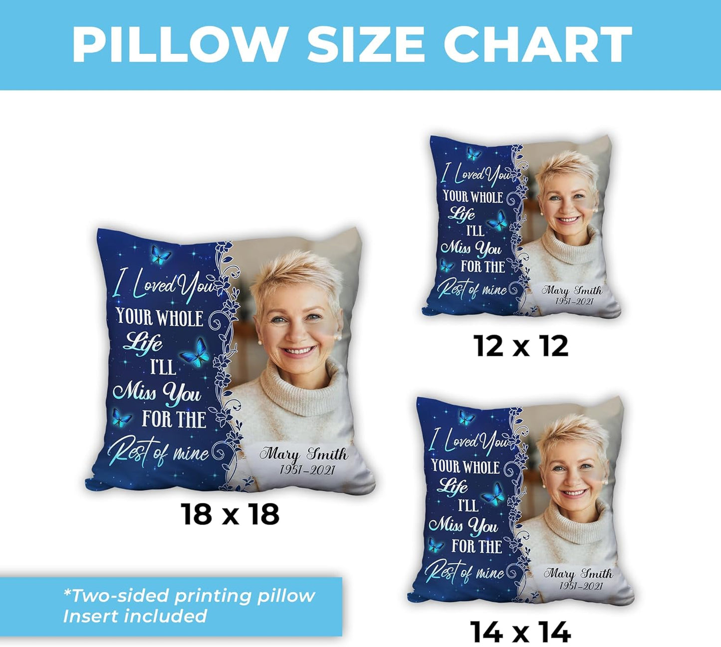 Heaven’s Embrace Personalized Memorial Pillow with Insert – Custom Photo Sympathy Cushion – Bereavement Gift for Loss of Loved One