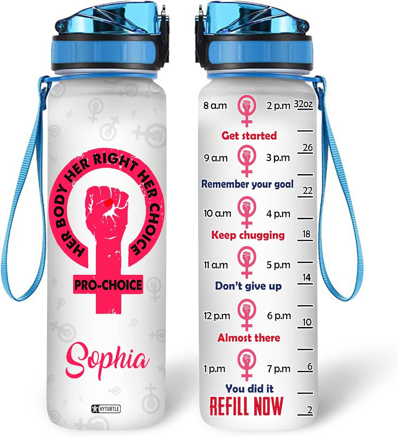 Feminist Theme - Personalized Water Tracker Bottle 32oz