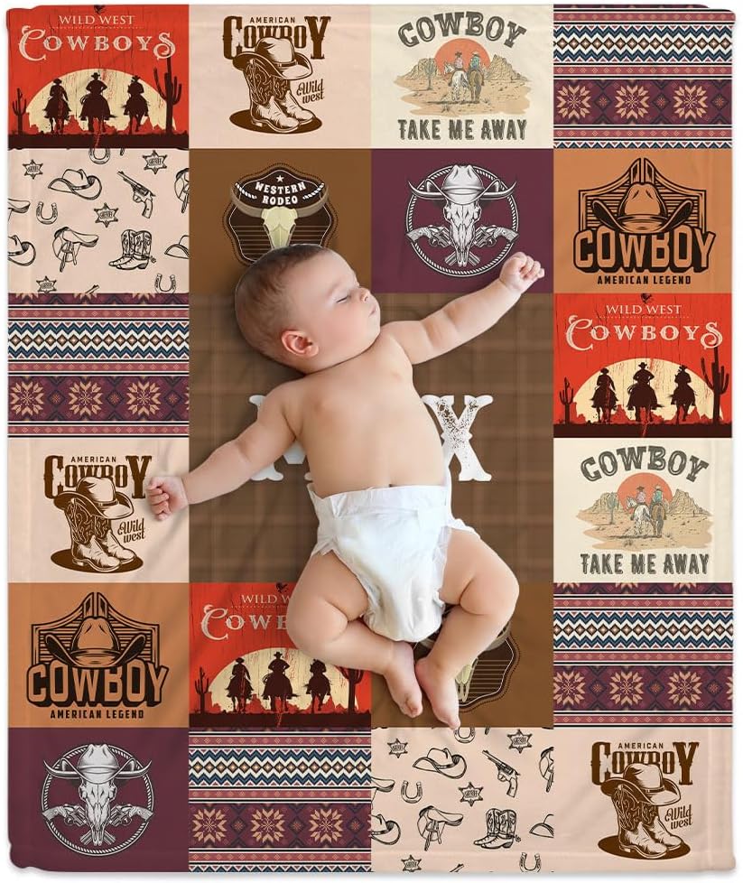 Wild West Cowboy Baby Blanket - Personalized Blanket