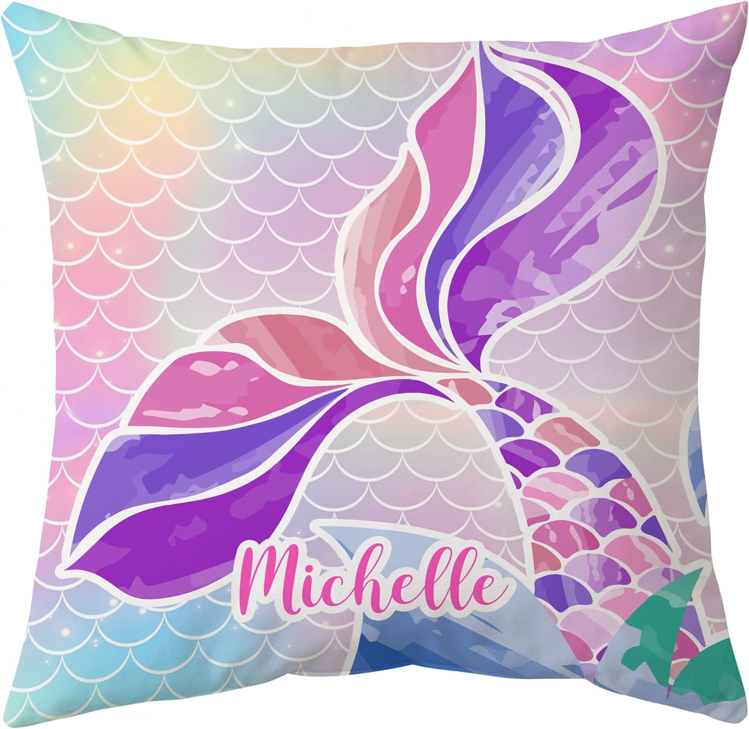 Mermaid Tails Colorfull Pattern - Personalized Pillow (Insert Included)