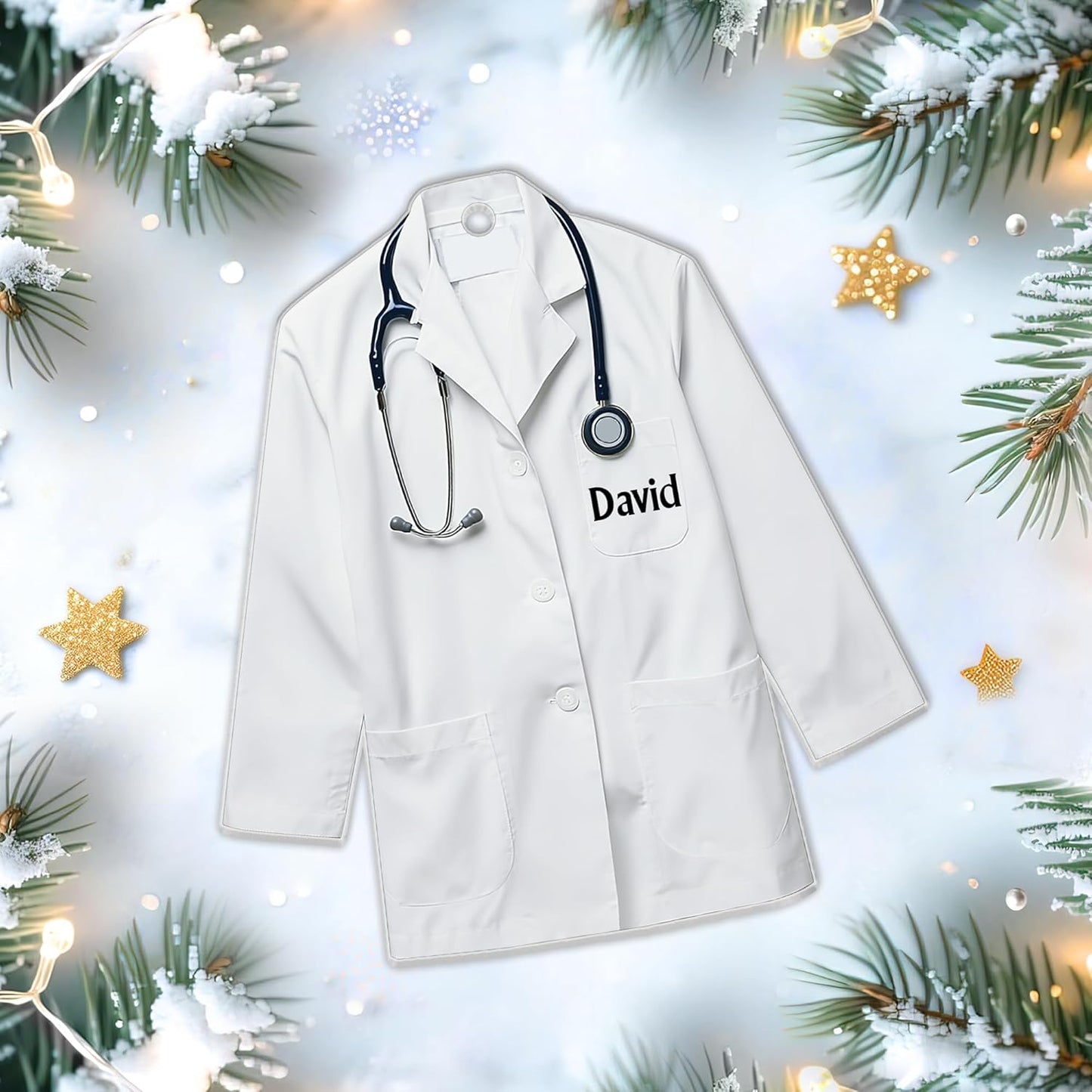 Doctor Coat Cut Acrylic Ornament – Personalized Christmas Gift for Physician, Nurse, or Medical Student