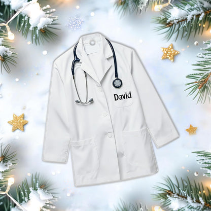 Doctor Coat Cut Acrylic Ornament – Personalized Christmas Gift for Physician, Nurse, or Medical Student