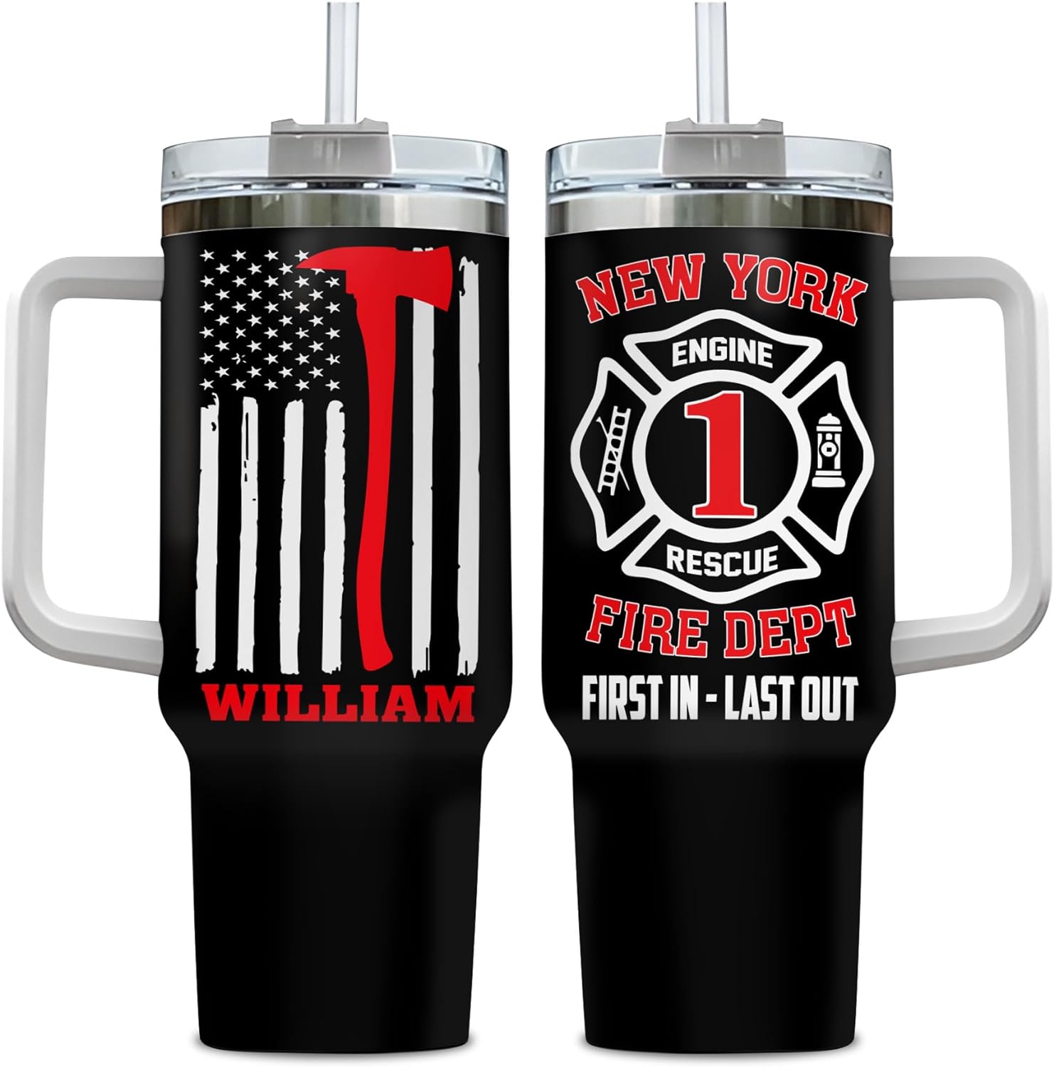 New York Fire Dept - Personalized Tumbler 40oz with Straw