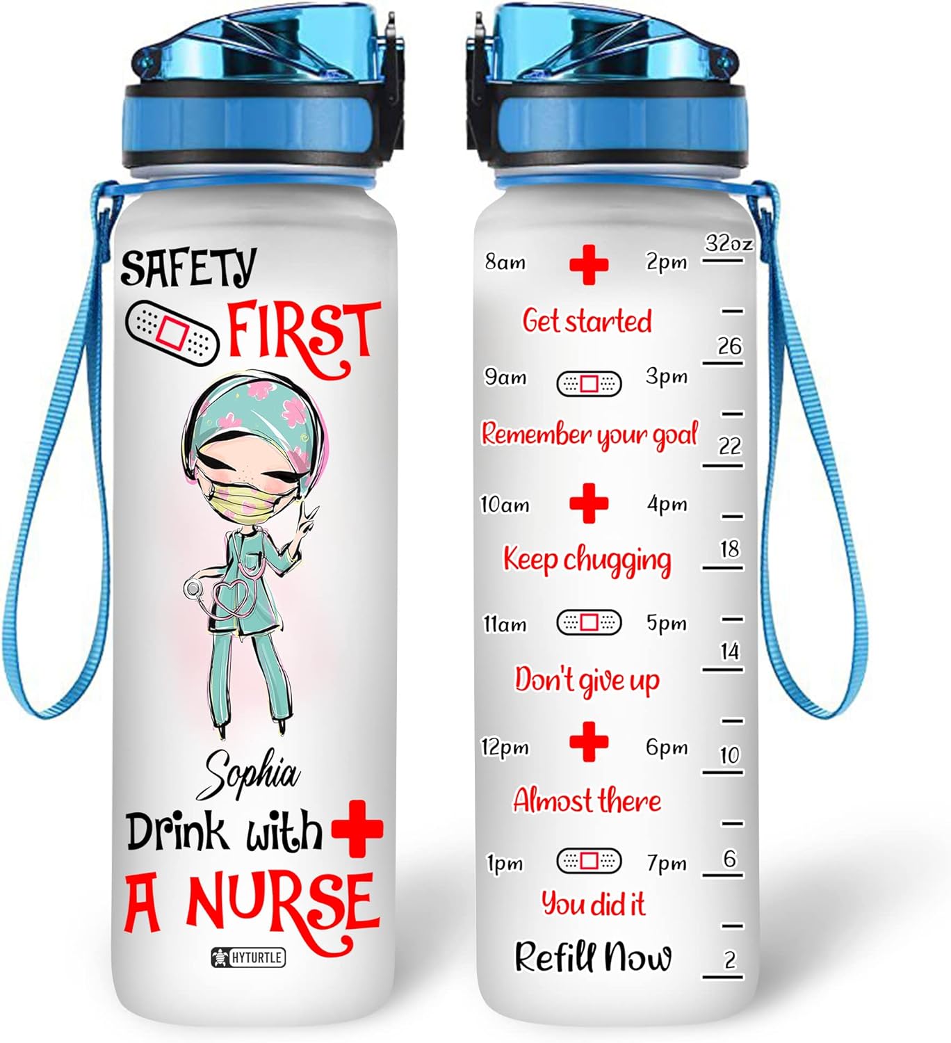 Drink With A Nurse - Personalized Water Tracker Bottle 32oz