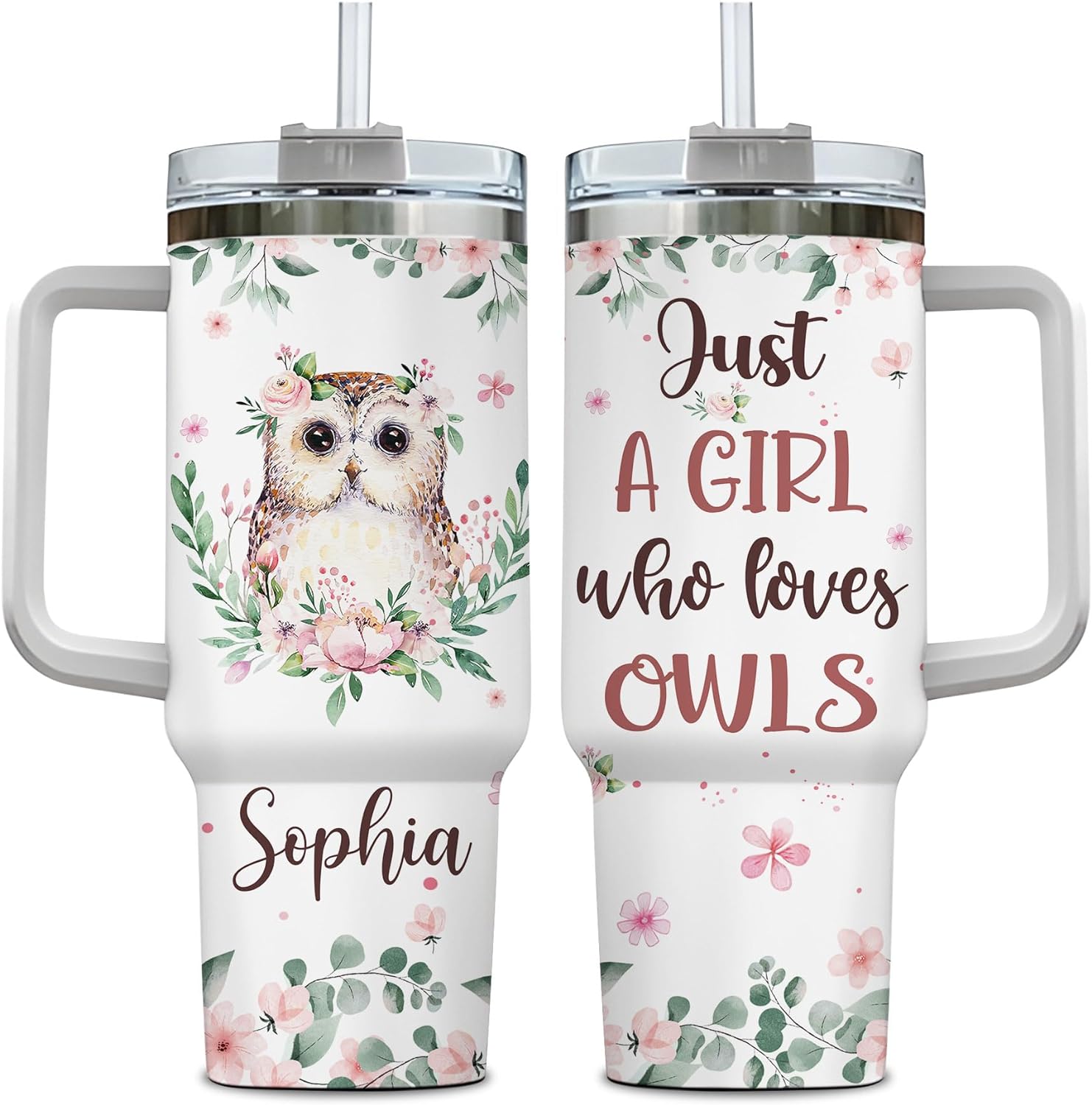 Just A Girl Who Loves Owl - Personalized Tumbler 40oz with Straw