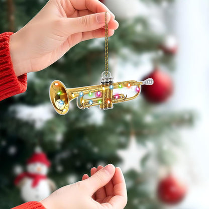 Trumpet Cut Acrylic Ornament – Personalized Musician Christmas Gift for Jazz Player, Band Member, or Music Lover