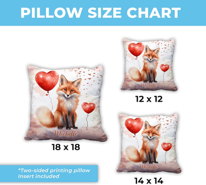 Fox Valentine Pattern - Personalized Pillow (Insert Included)