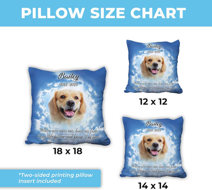 Paw Print Pet Memorial Personalized Pillow with Insert – Custom Name Photo Cushion – Healing Sympathy Gift for Dog Lovers