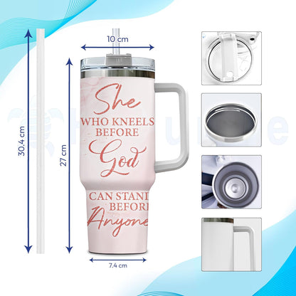Christian Woman Tumbler 40oz with Handle & Straw – Personalized Stainless Steel Insulated Cup with Lid – Inspirational Faith Gift for Women