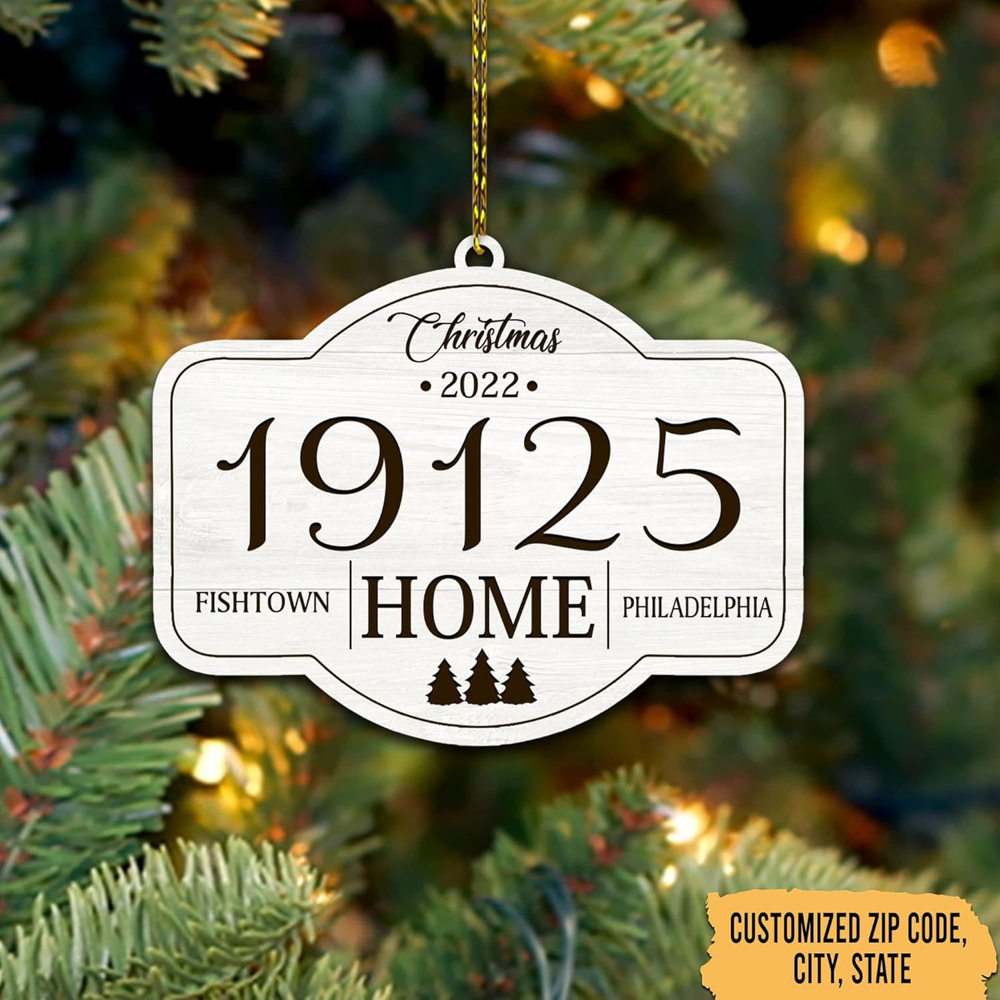 Custom Zip Code Home Wood Ornament – Personalized Christmas Gift for Family, Housewarming, or Home Décor