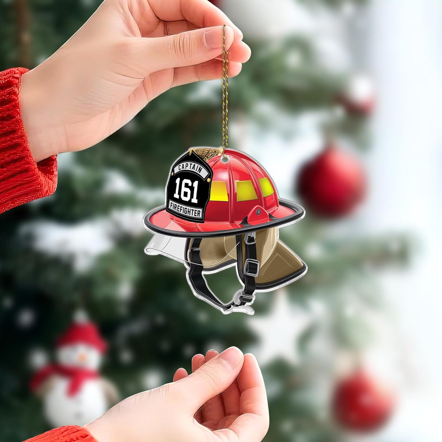 Firefighter Helmet Cut Acrylic Ornament – Personalized Christmas Gift for Fireman, Firefighter, EMT, or First Responder Hero