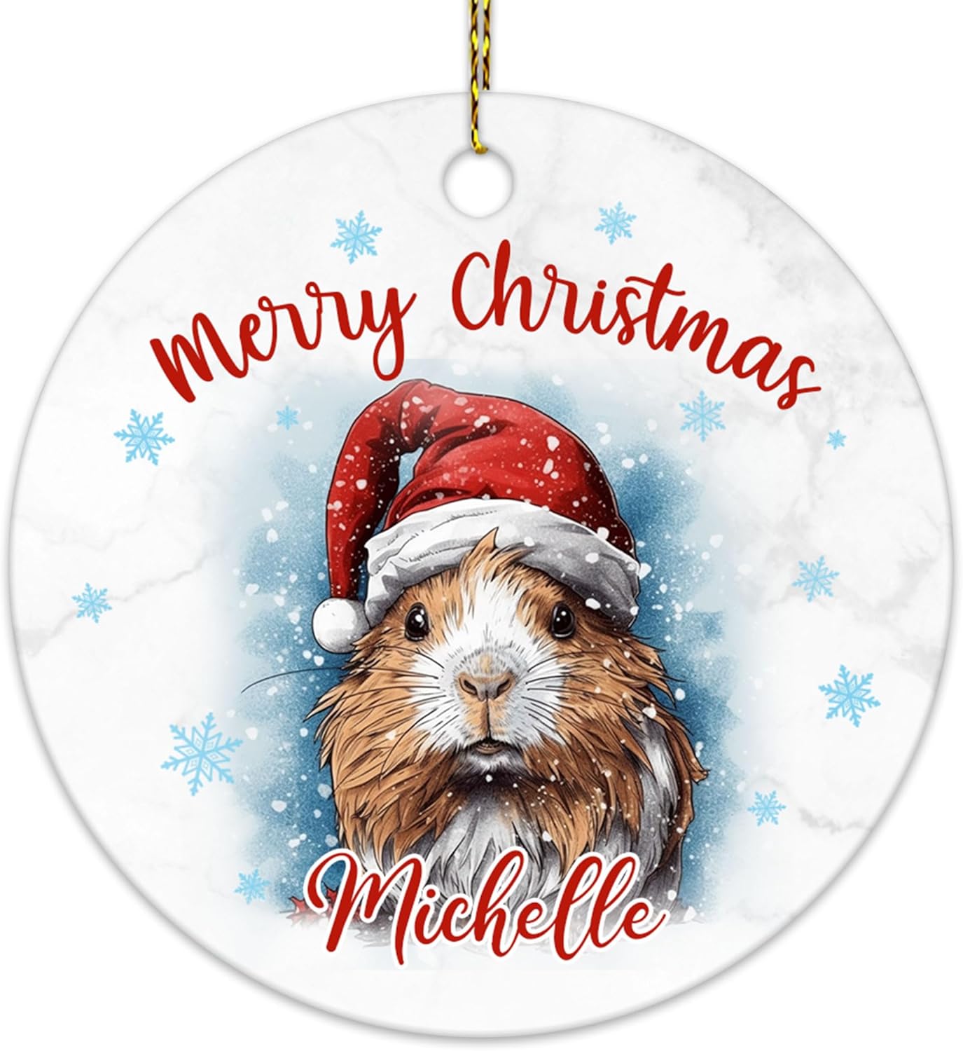Guinea Pig Ceramic Ornament  Personalized Holiday Decoration  Cute Christmas Gift Keepsake for Pet Lovers