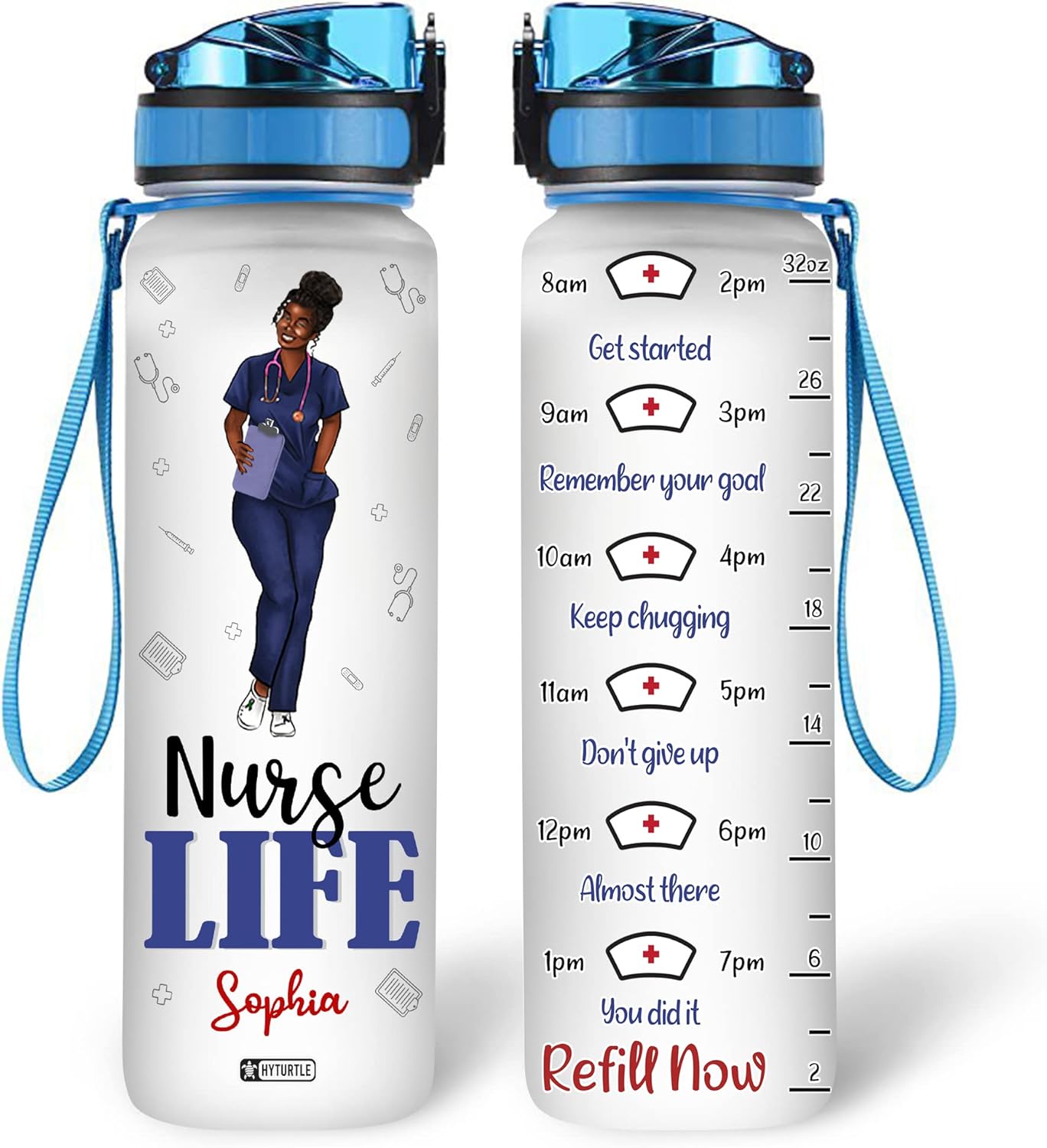 Nurse Life - Personalized Water Tracker Bottle 32oz