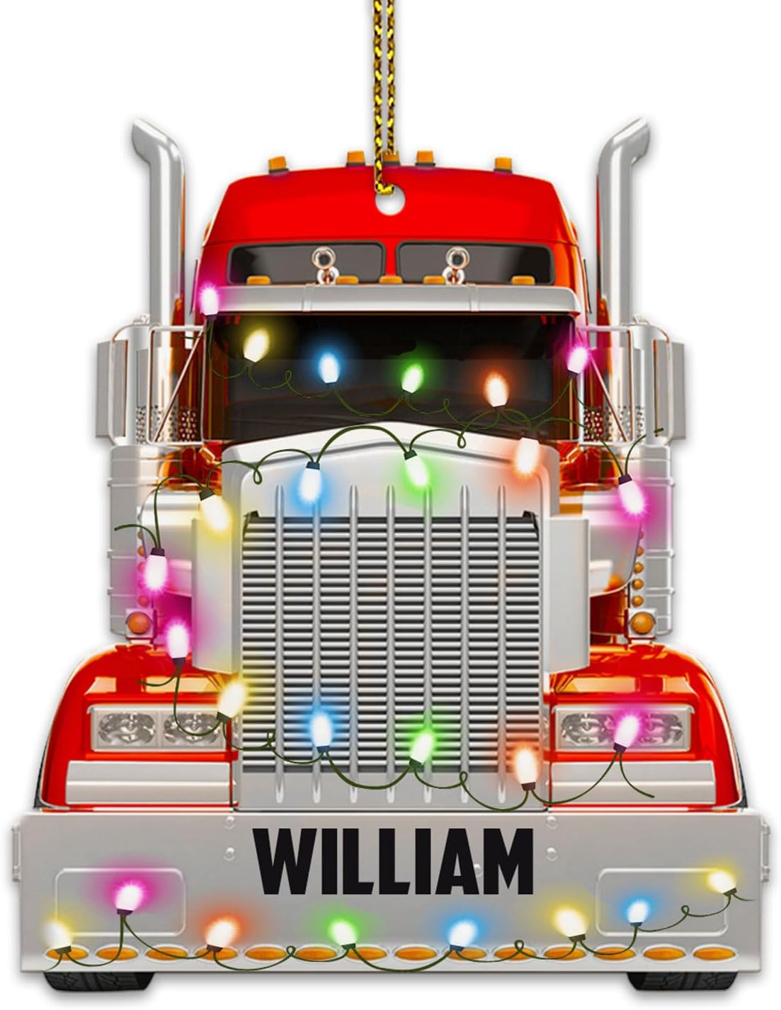 Personalized Red Truck Head Cut Acrylic Ornament – Custom Trucker Christmas Decoration Gift for Men or Coworker