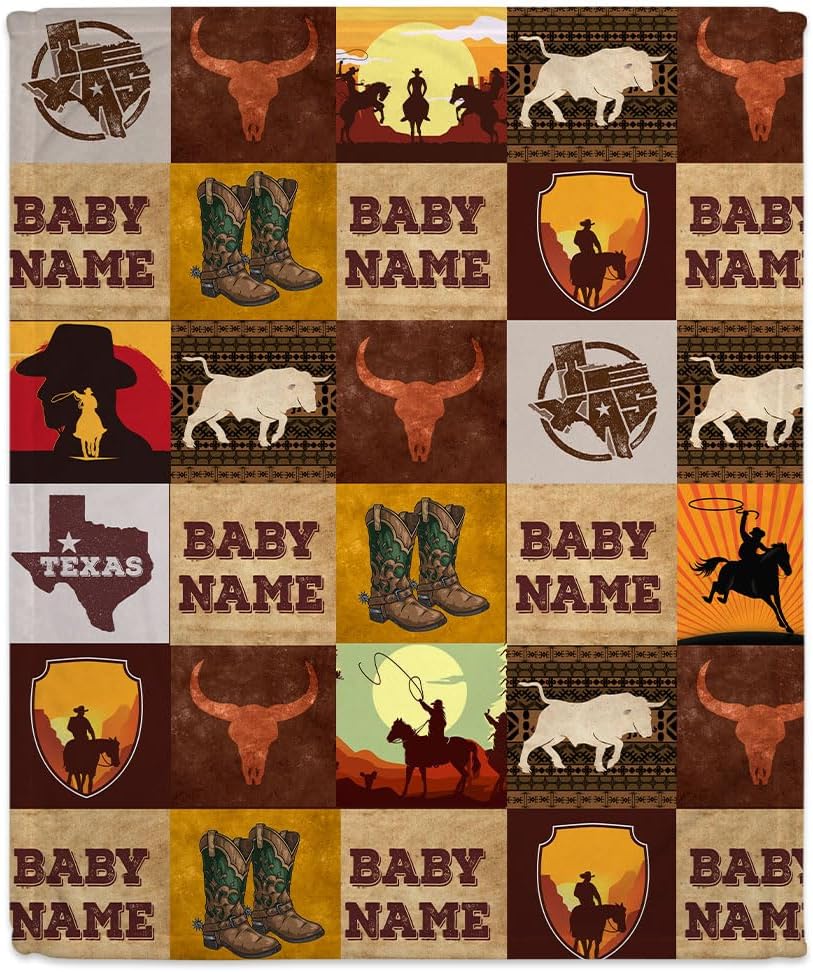 Wild West Cowboy Baby Blanket - Personalized Blanket