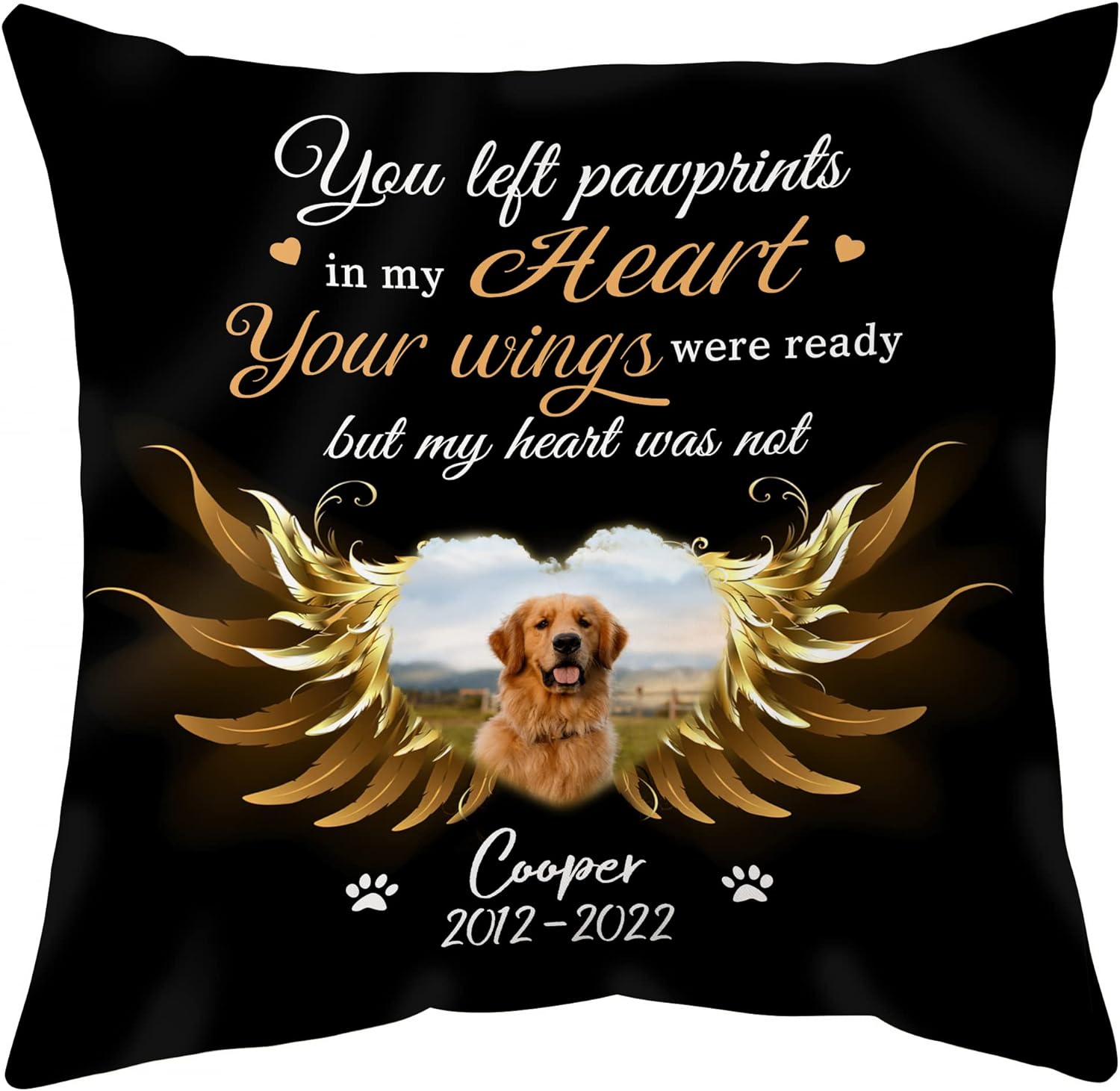 Your Left Pawprints In My Heart - Personalized Photo Pillow