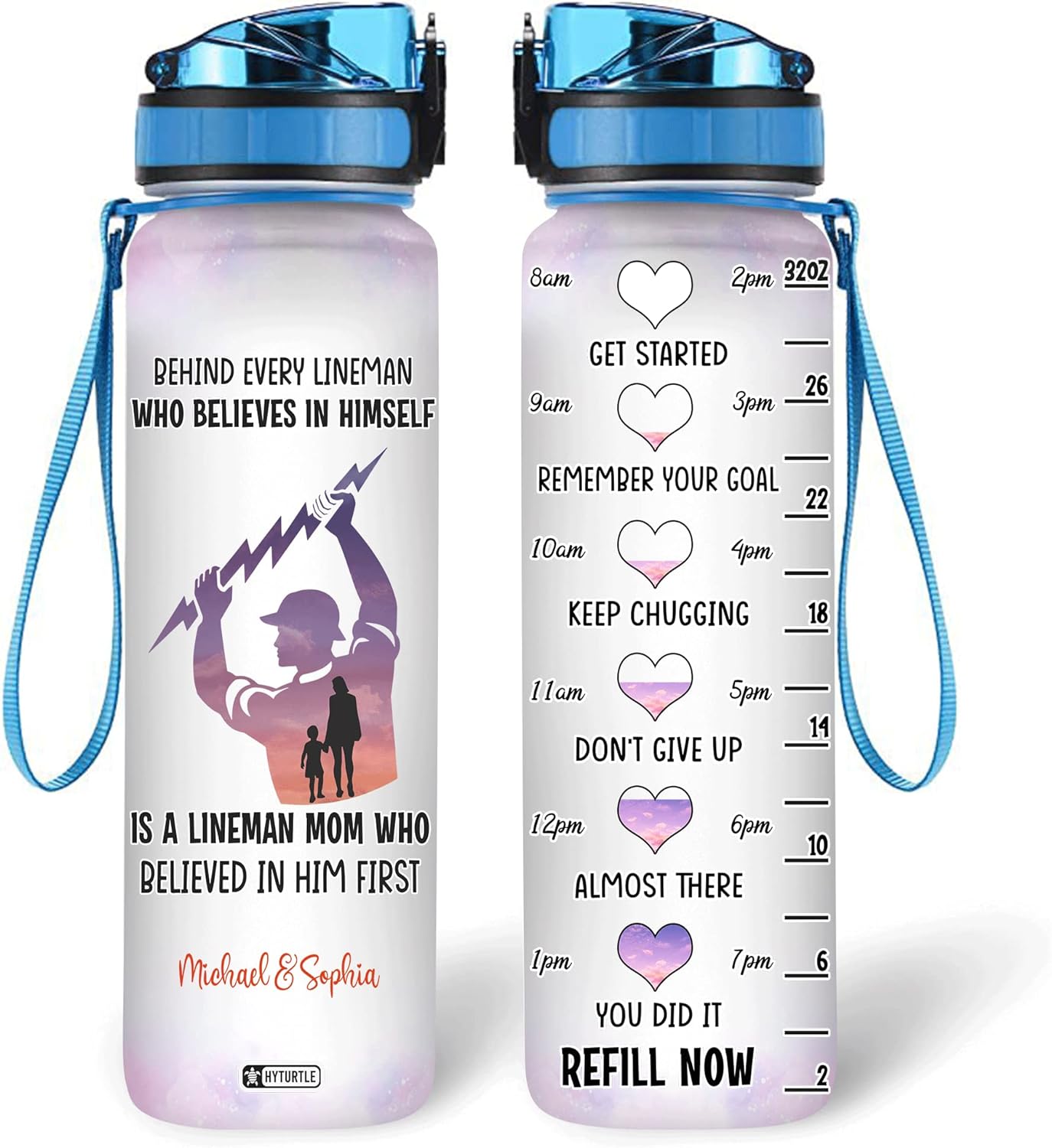 Lineman Who Believes In Himself - Personalized Water Tracker Bottle 32oz