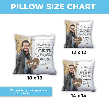 Personalized Memorial Sympathy Pillow with Insert – Custom Photo Remembrance Cushion – Bereavement Gift for Loss of Loved One