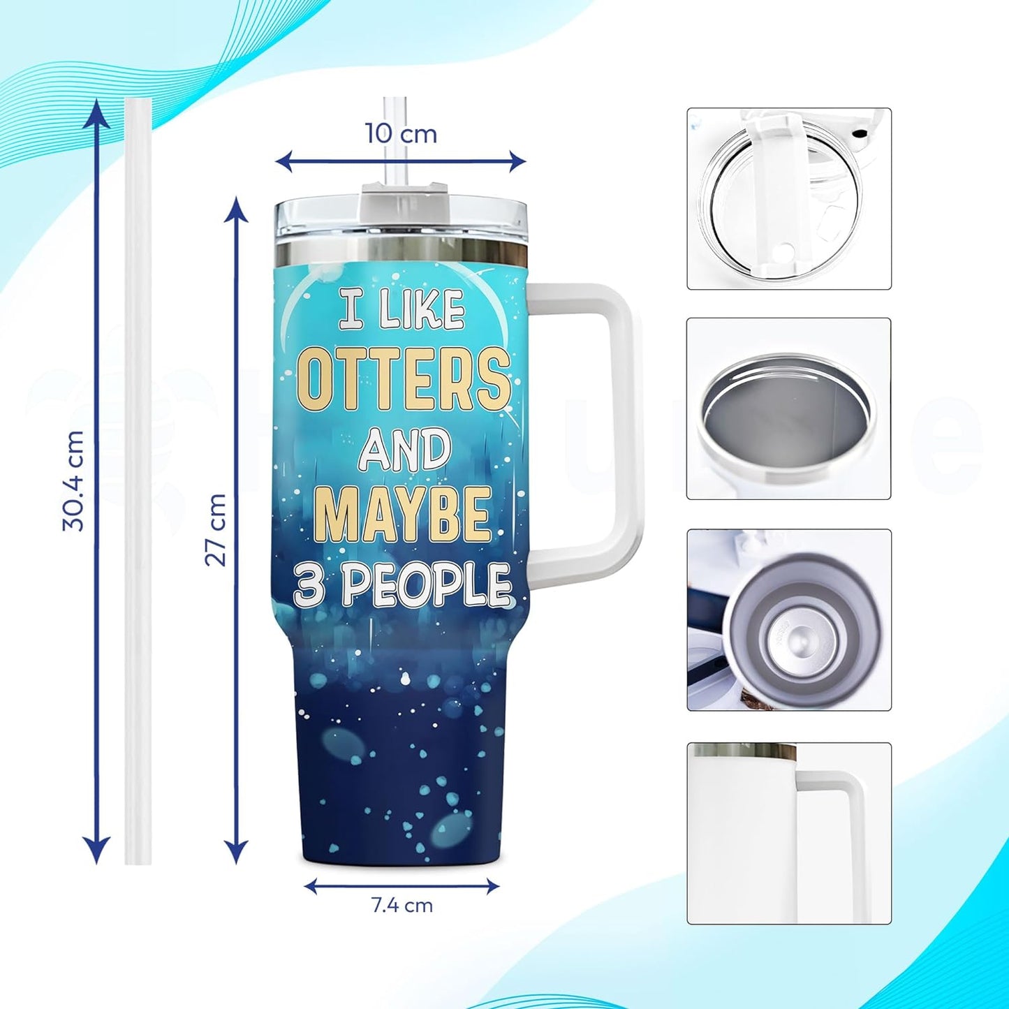 Funny Otter Quote Tumbler 40oz with Handle & Straw – Personalized Stainless Steel Insulated Travel Cup with Lid – Unique Gift for Otter Lovers