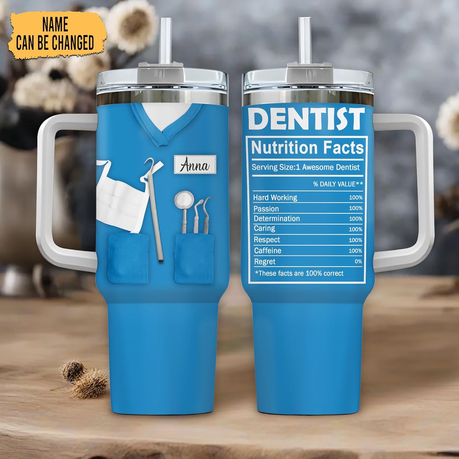 Dentist Theme - Personalized Tumbler 40oz with Straw