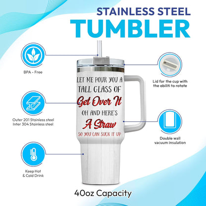 Funny Chicken Tumbler 40oz with Handle & Straw – Personalized Stainless Steel Insulated Travel Cup with Lid – Unique Farm Animal Gift for Women & Girls