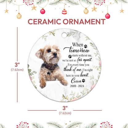 Dog Memorial Photo Ceramic Ornament – Personalized Custom Name Circle Keepsake, Sympathy Christmas Gift for Pet Loss for Dog Mom or Dad