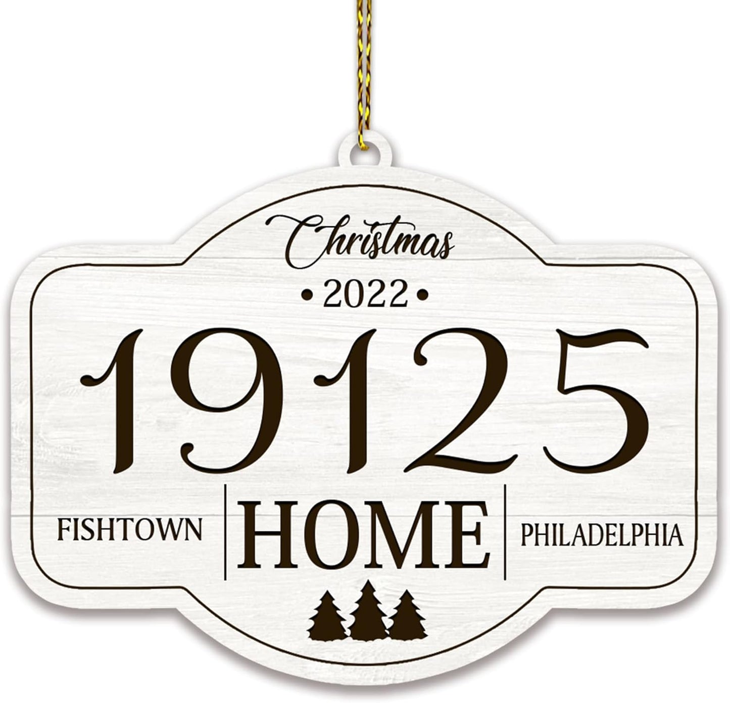 Custom Zip Code Home Wood Ornament – Personalized Christmas Gift for Family, Housewarming, or Home Décor